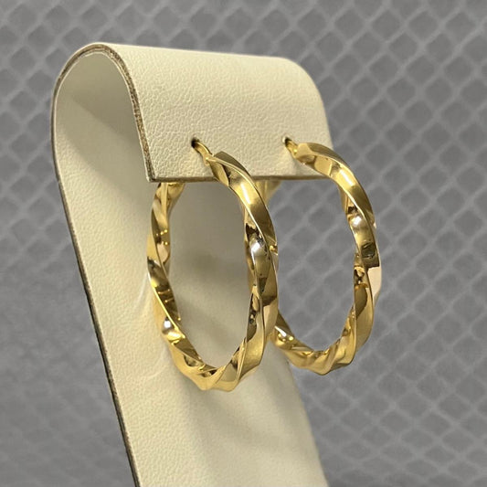 Preowned Yellow Gold Twist Hoop Earrings