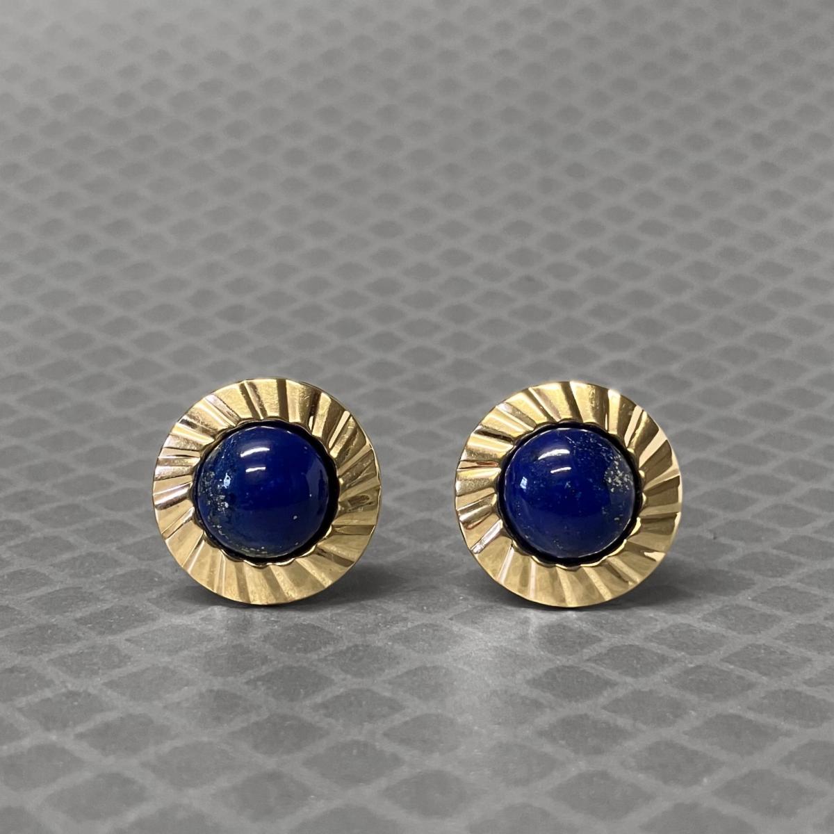 Preowned Yellow Gold and Lapis Earrings