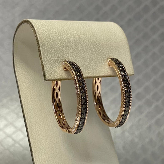 Preowned Rose Gold and Chocolate Diamond Le Vian Hoop Earrings