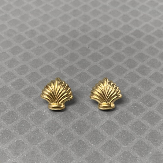 Preowned Yellow Gold Ribbed Stud Earrings