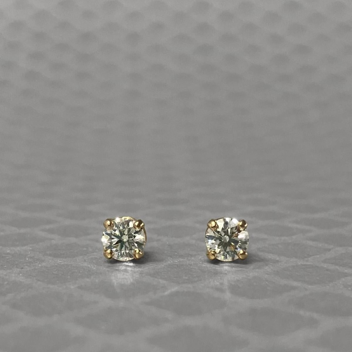 Preowned Yellow Gold and Diamond Stud Earrings