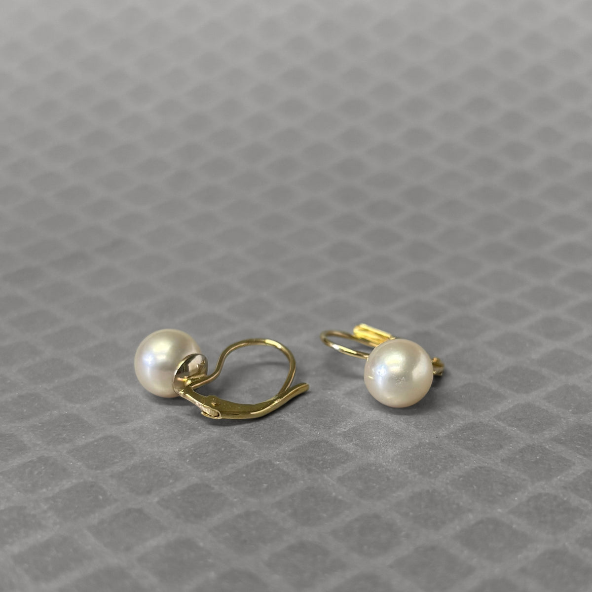 Preowned Yellow Gold and Akoya Pearl Leverback Earrings