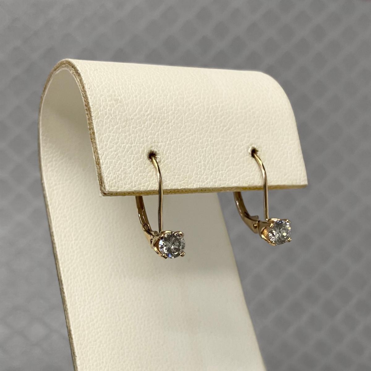 Preowned Yellow Gold and Diamond Leverback Earrings