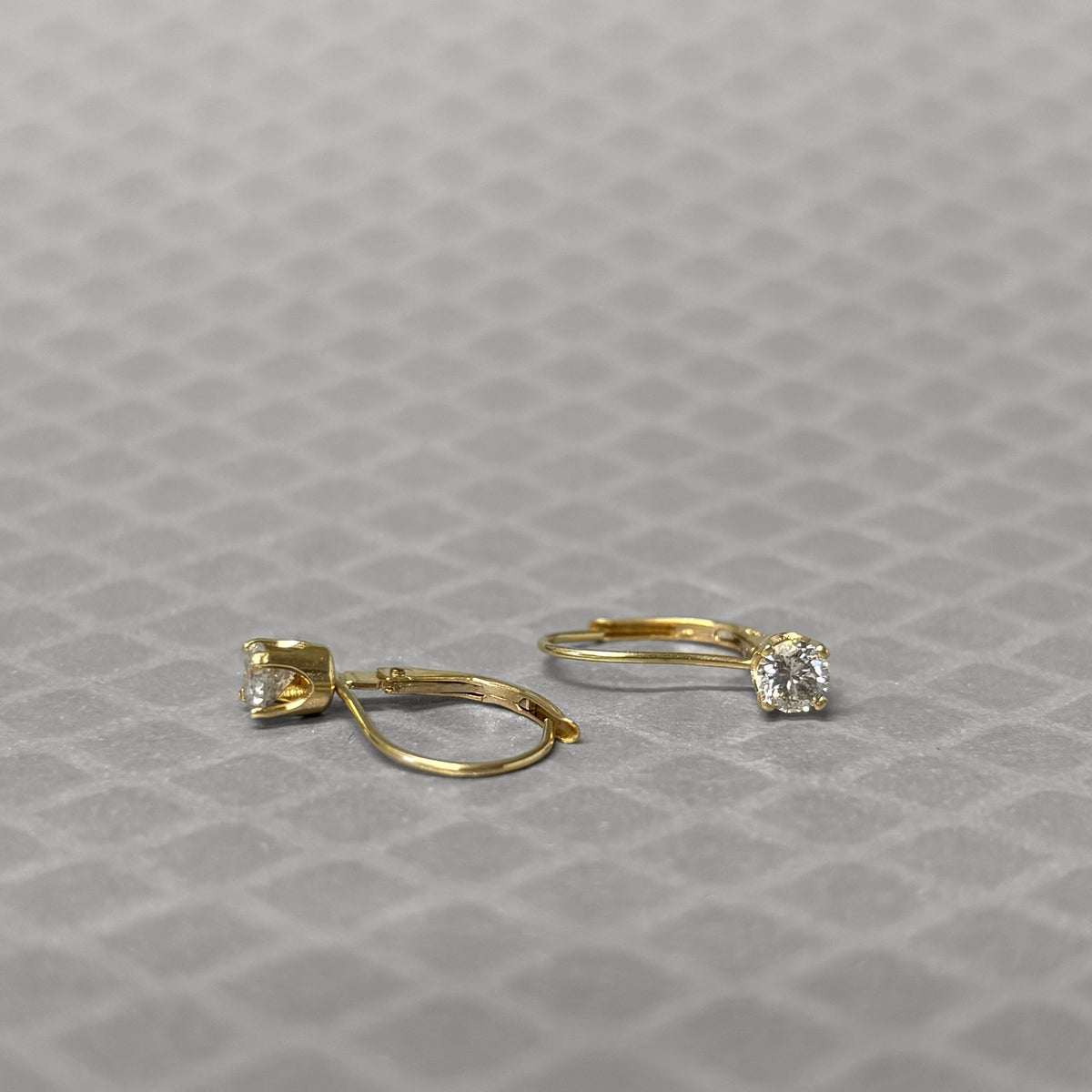 Preowned Yellow Gold and Diamond Leverback Earrings