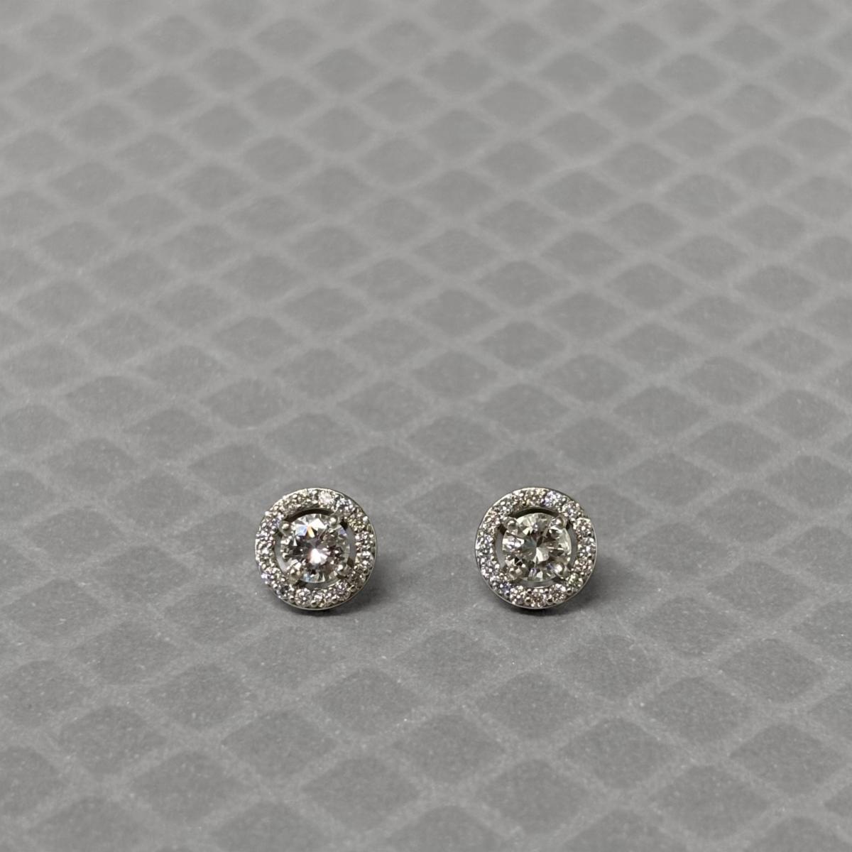 Preowned White Gold and Diamond Halo Stud Earrings
