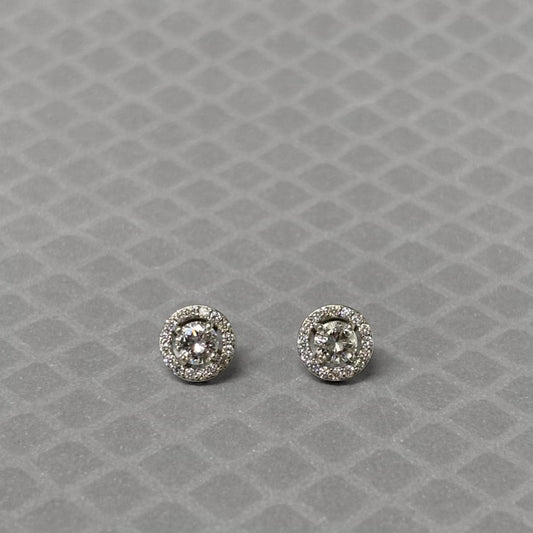 Preowned White Gold and Diamond Halo Stud Earrings