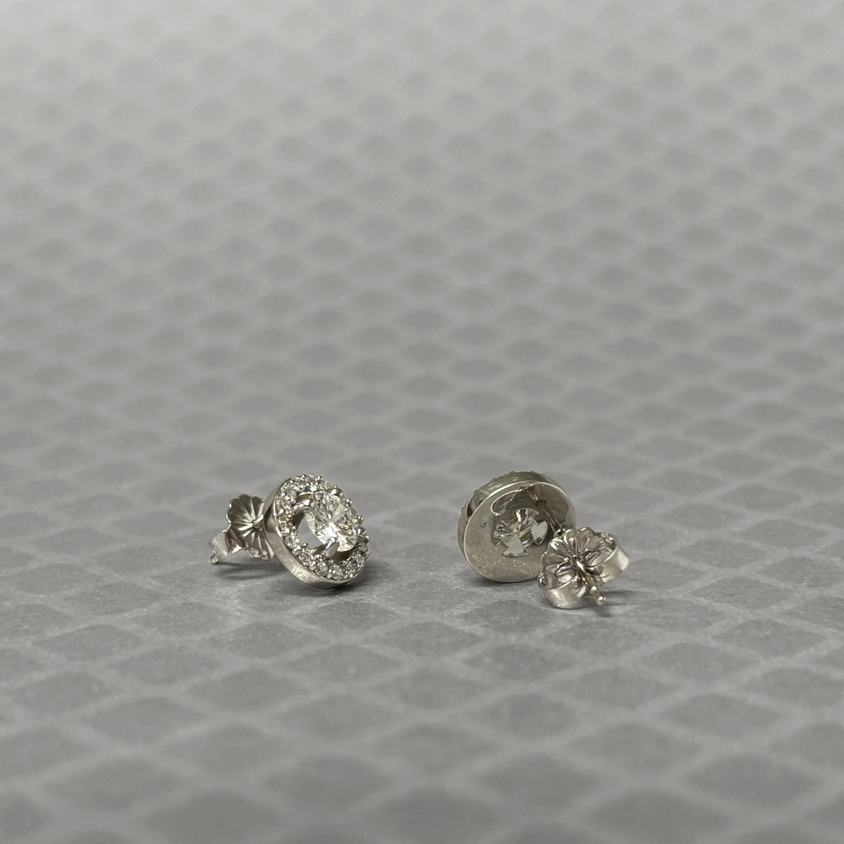 Preowned White Gold and Diamond Halo Stud Earrings