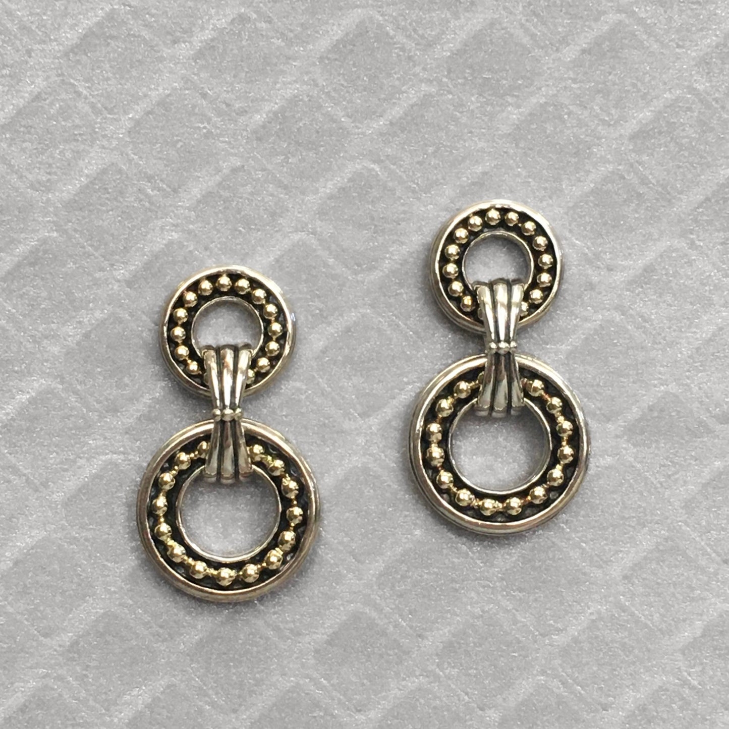 Preowned Sterling Silver and Yellow Gold Lagos Caviar Drop Earrings