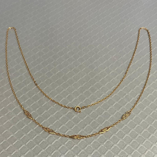 Preowned Yellow Gold Filigree Station Chain
