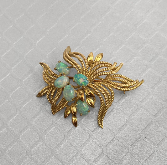 Preowned Yellow Gold and Opal Brooch