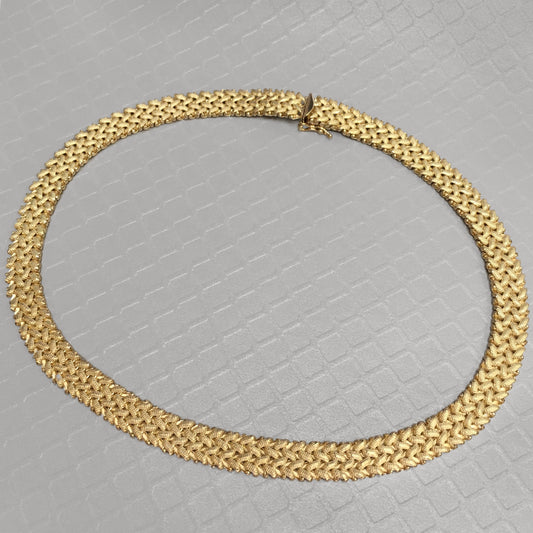 Preowned Yellow Gold Textured Mesh Collar