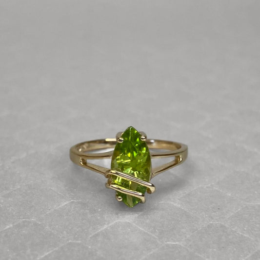 Preowned Yellow Gold and Marquise Peridot Ring