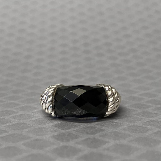 Preowned Sterling Silver and Onyx Judith Ripka Ring