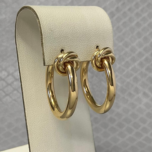 Preowned Yellow Gold Knot Hoop Earrings