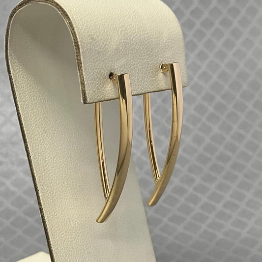Preowned Yellow Gold Elongated Hoop Earrings