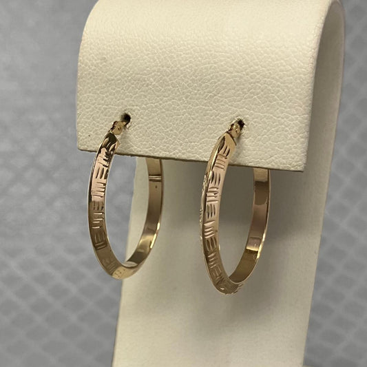 Preowned Yellow Gold Textured Hoop Earrings