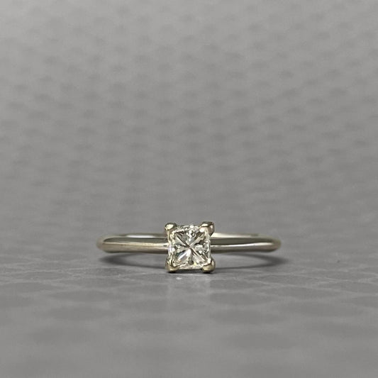 Preowned White Gold and Princess Cut Diamond Solitaire Ring