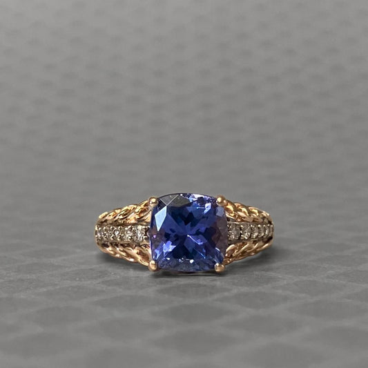 Preowned Rose Gold Tanzanite and Diamond Le Vian Ring