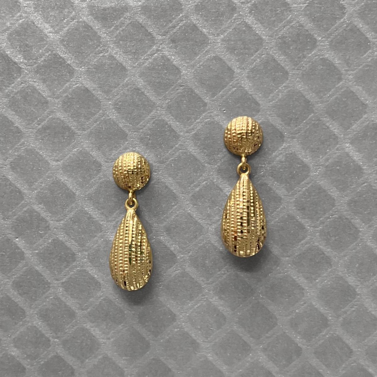 Preowned Yellow Gold Textured Dangle Earrings