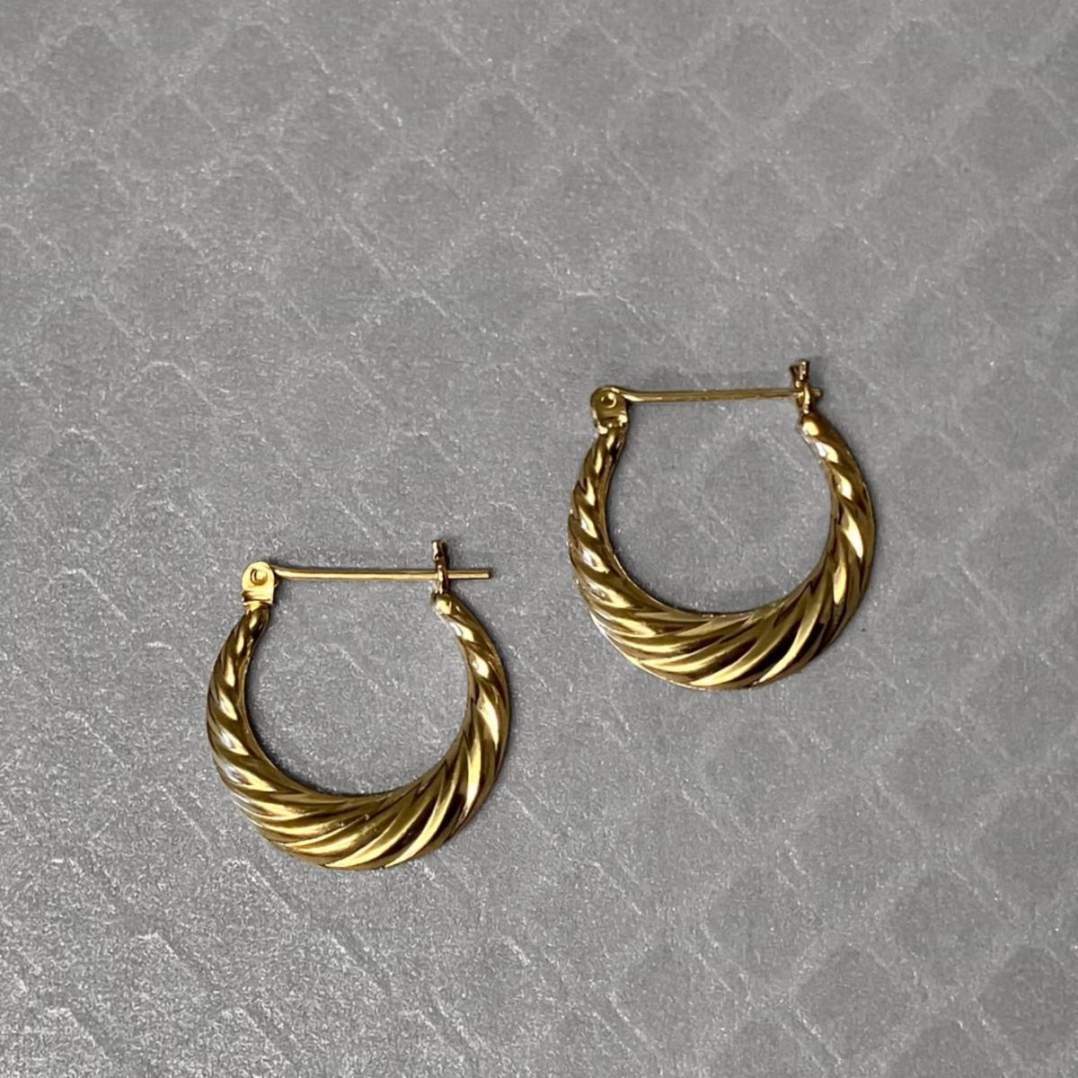 Preowned Yellow Gold Twist Hoop Earrings
