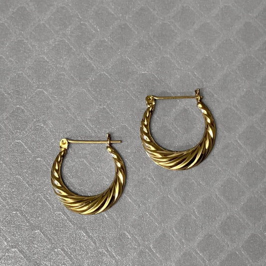 Preowned Yellow Gold Twist Hoop Earrings