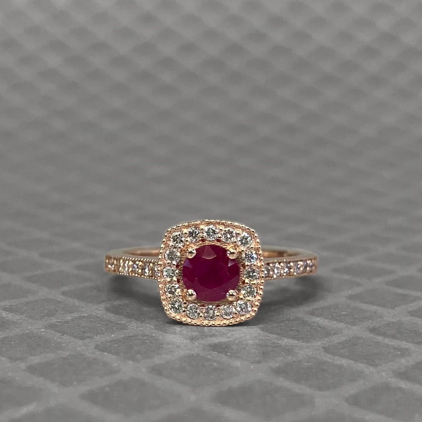 Preowned Rose Gold Ruby and Diamond Ring