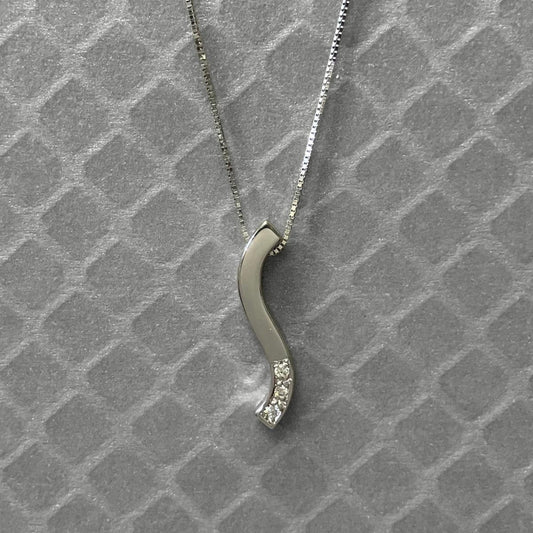 Preowned White Gold and Diamond Curve Necklace