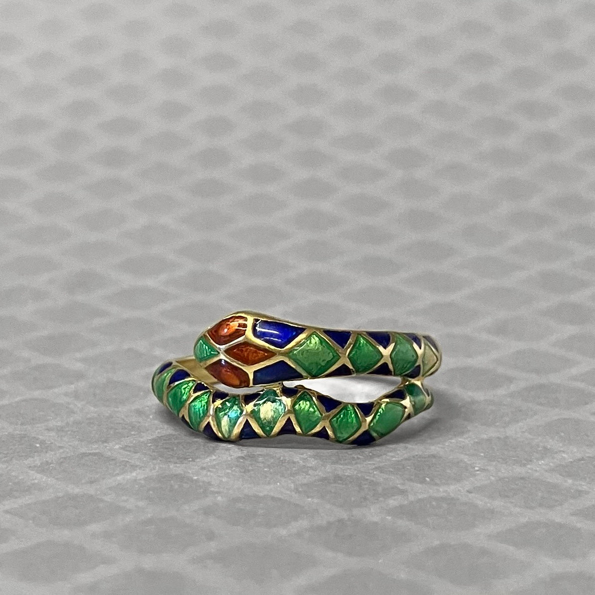 Preowned Yellow Gold and Enamel Snake Ring