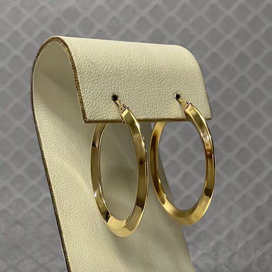 Preowned Yellow Gold Knife Edge Hoop Earrings
