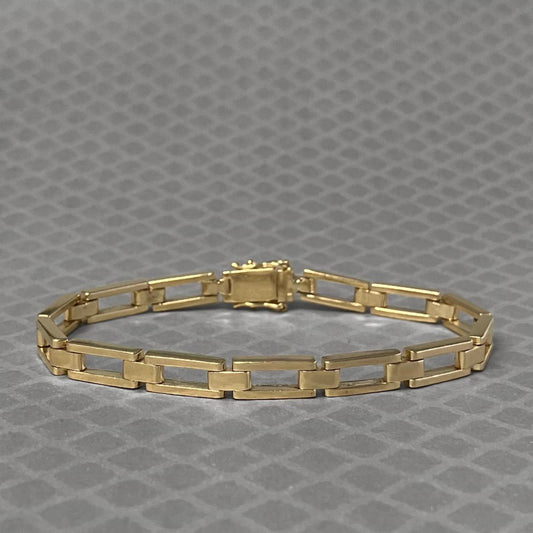 Preowned Yellow Gold Open Rectangle Link Bracelet