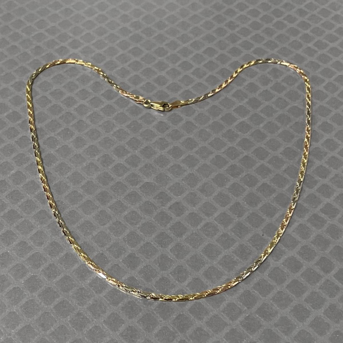 Preowned Tricolor Gold Flat Rope Chain