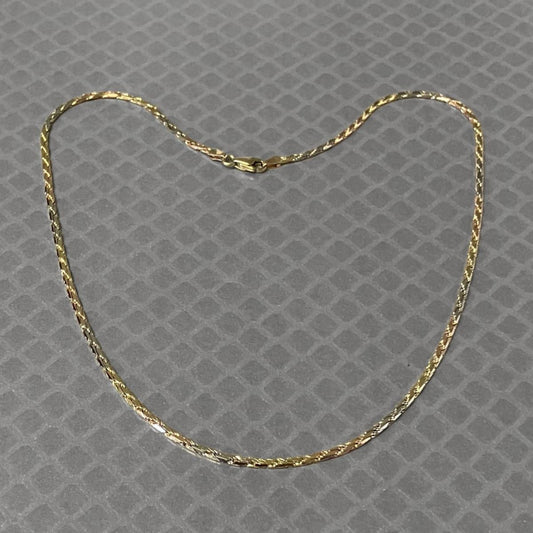 Preowned Tricolor Gold Flat Rope Chain