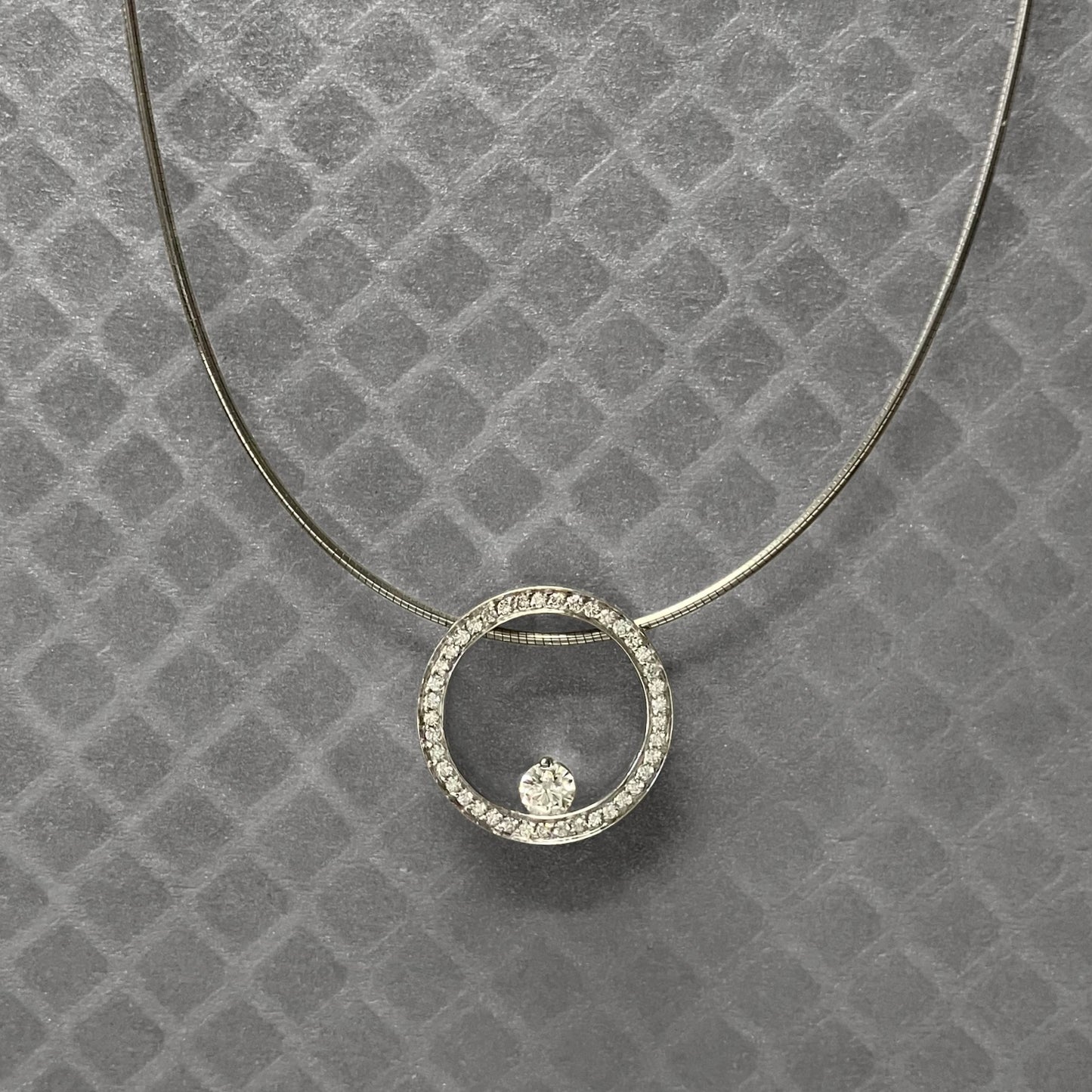 Preowned White Gold and Diamond Open Circle Slide Pendant