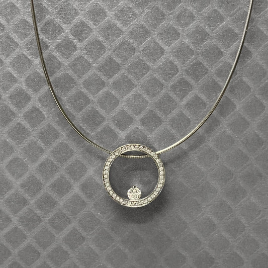 Preowned White Gold and Diamond Open Circle Slide Pendant