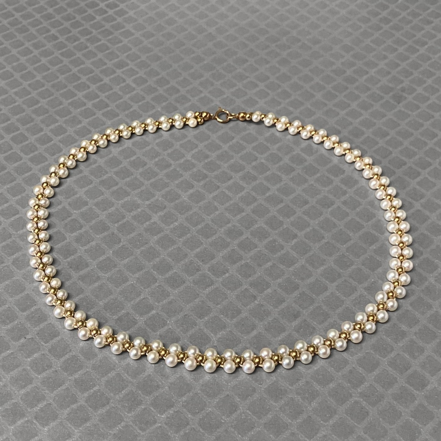 Preowned Yellow Gold and Pearl Woven Collar
