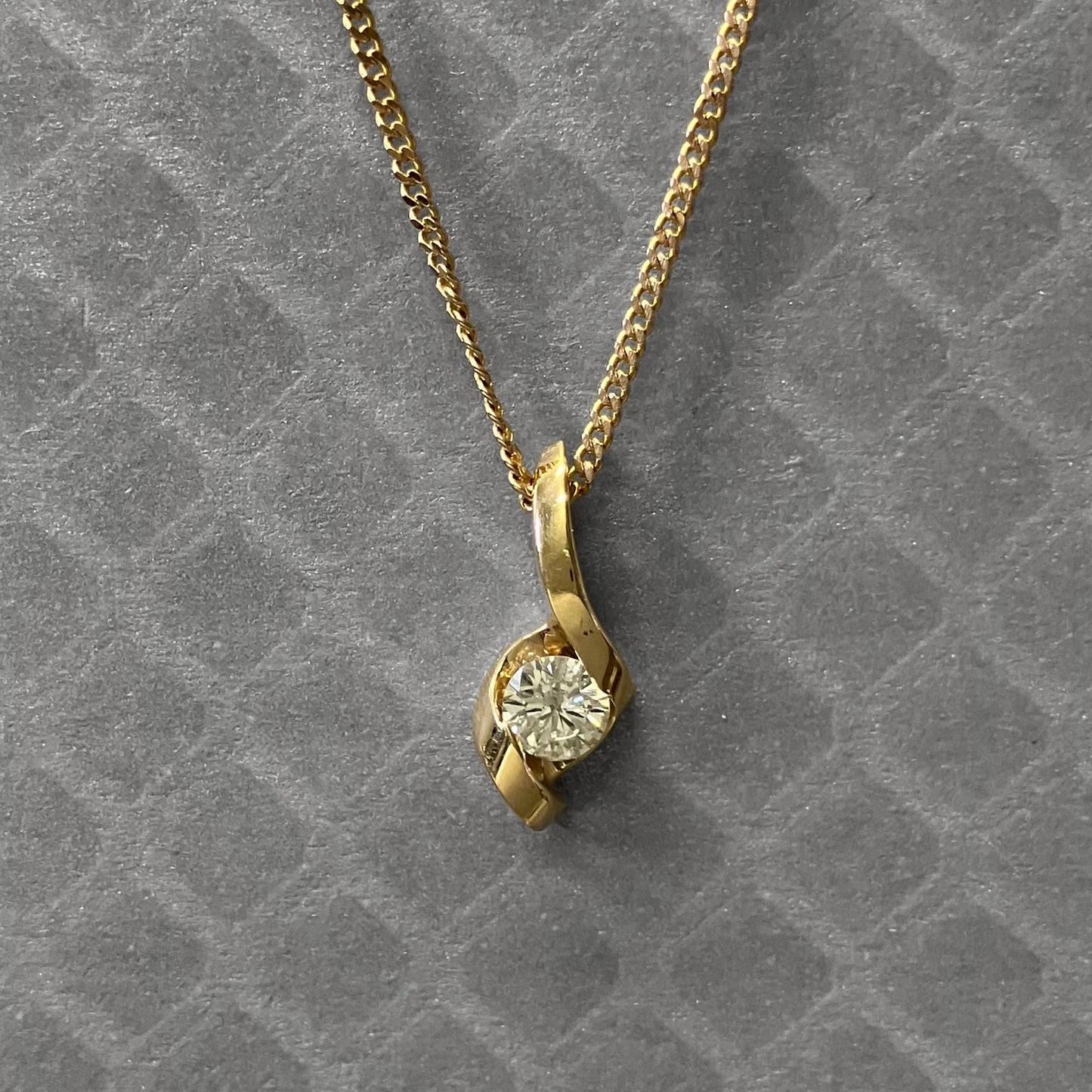 Preowned Yellow Gold and Diamond Swirl Pendant