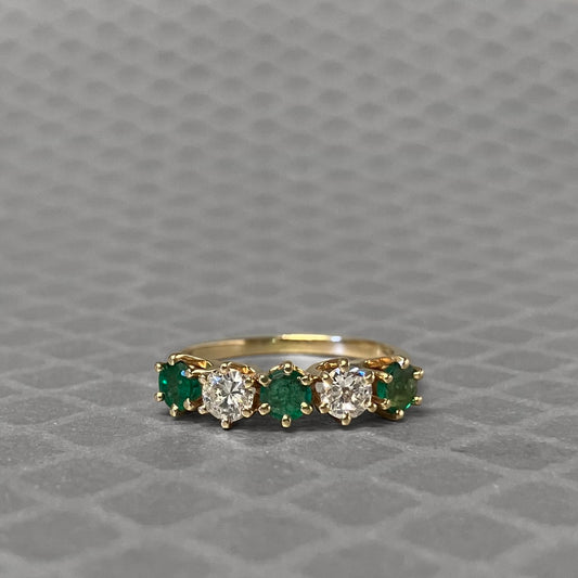 Preowned Yellow Gold Emerald and Diamond Ring