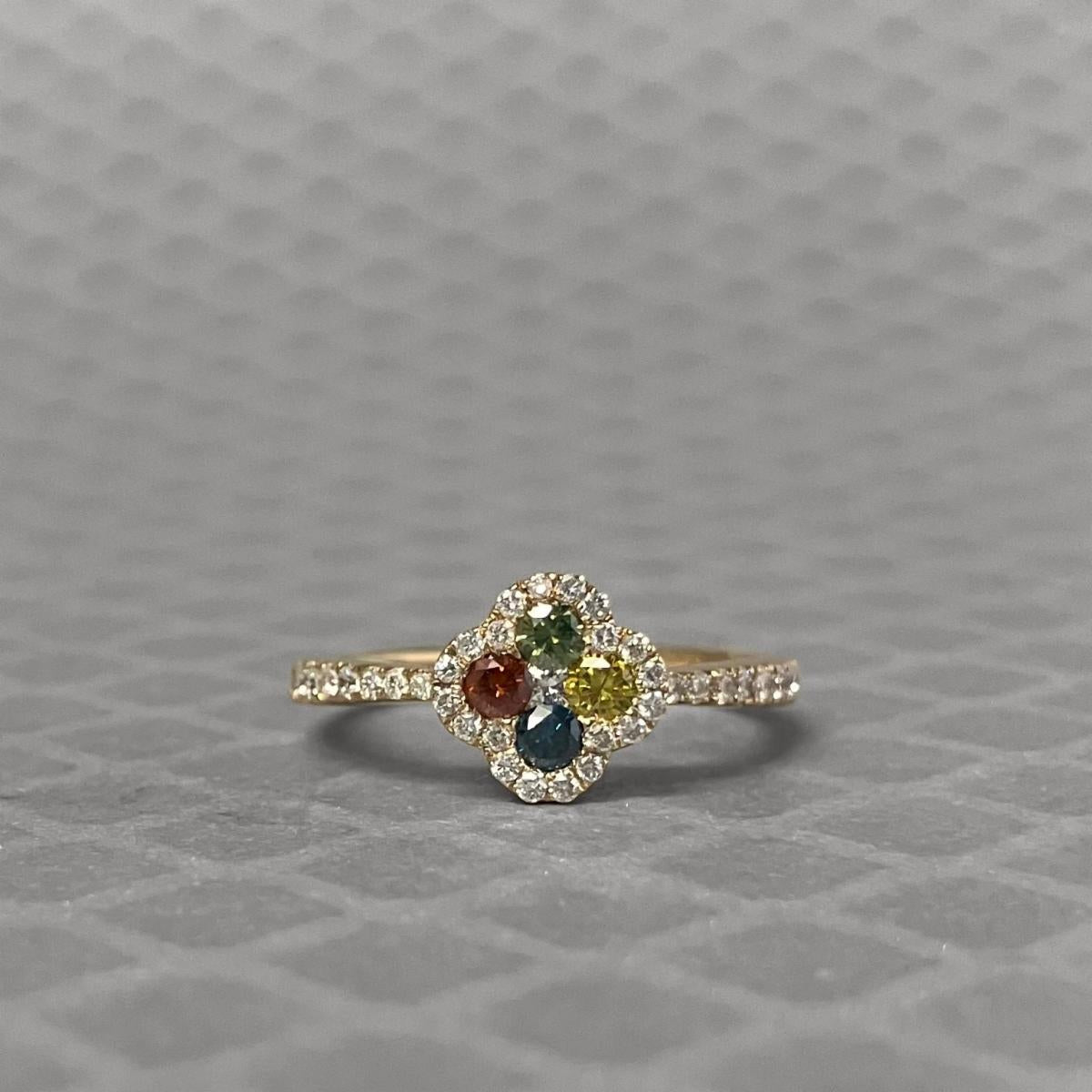 Preowned Yellow Gold White Diamond and Treated Colored Diamond Le Vian Ring