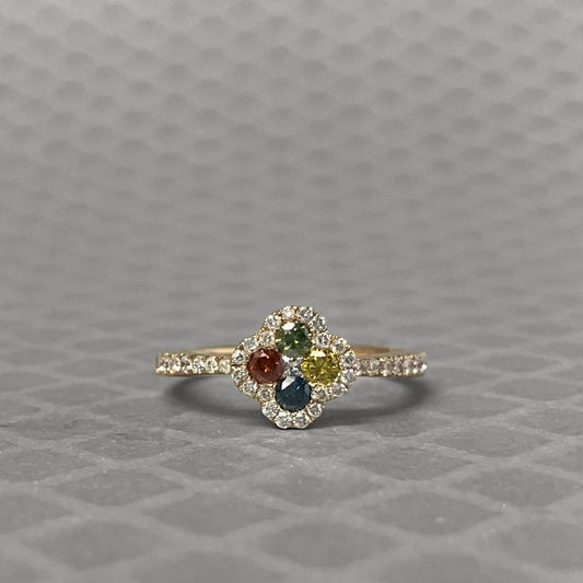 Preowned Yellow Gold White Diamond and Treated Colored Diamond Le Vian Ring