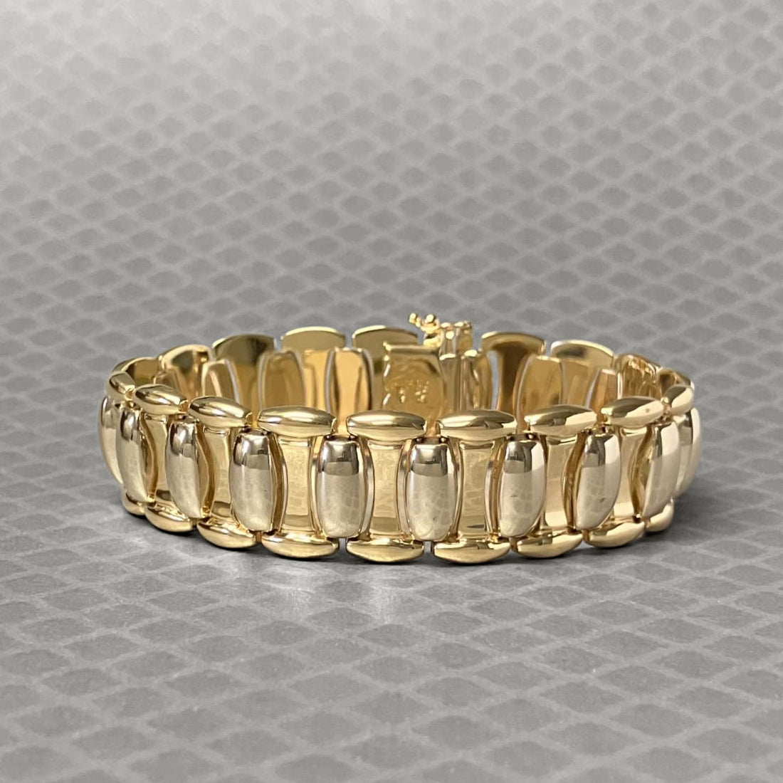 Preowned Yellow and White Gold Wide Link Bracelet