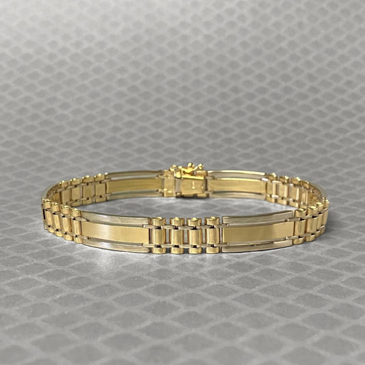 Preowned Yellow and White Gold Open Bar Link Bracelet